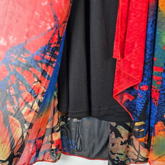 Vtg Y2K Fleur de Leis Sleeveless Multicolor Abstract Print Drape Dress, M, NWT - Picture 4 of 10